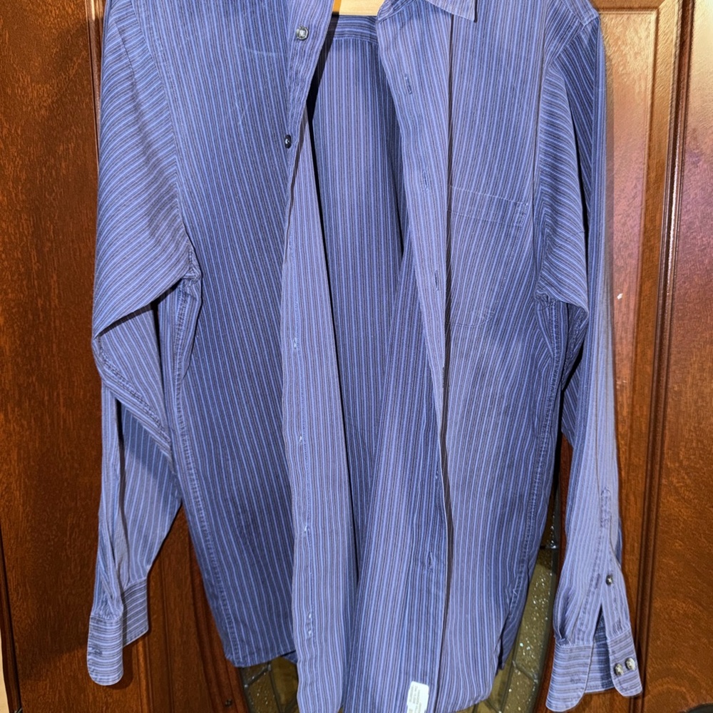 Calvin Klein Men's Blue Striped Button-Down Shirt
